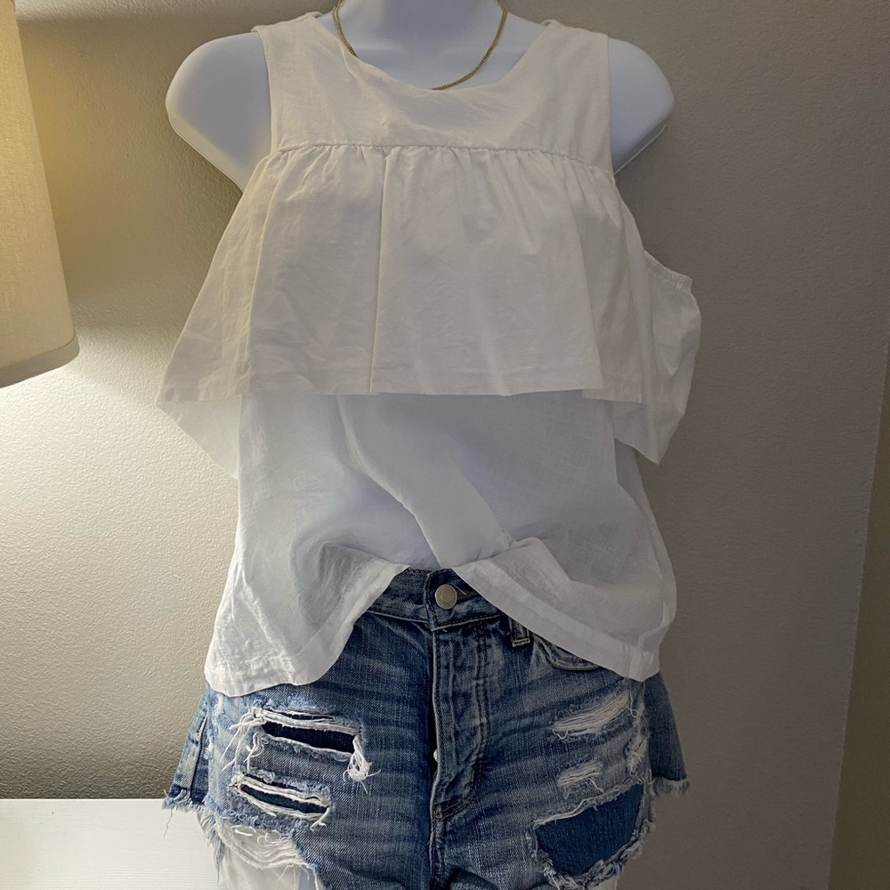 Off Shoulder White Ruffle Top